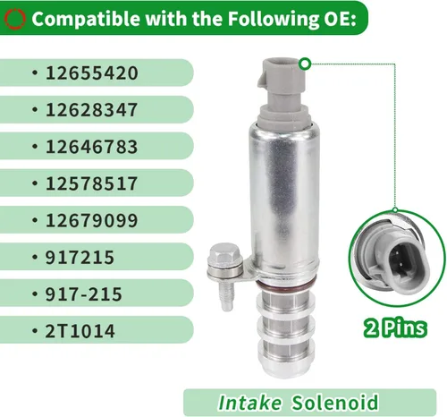 Vista 3 de Válvula Solenoide del Actuador de Posición del Árbol de Levas de Admisión y Escape Kit de Control de Aceite VVT Compatible con Chevy, Saturn
