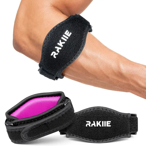 Vista 11 de Rakiie Paquete de 2 Coderas para Codo de Tenista para Hombres y Mujeres, Correa Ajustable Antideslizante para Codo de Golfista con Almohadilla
