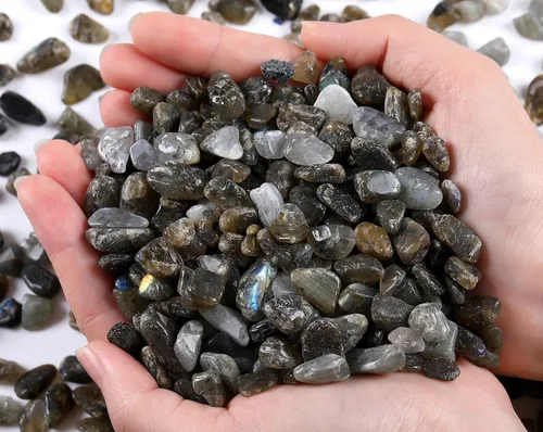 Vista 17 de QINJIEJIE Piedras de cristal de ágata acuática, piedra natural, grava a granel, piezas de rocas trituradas, piedra de cuarzo pulido, 0.55 libras