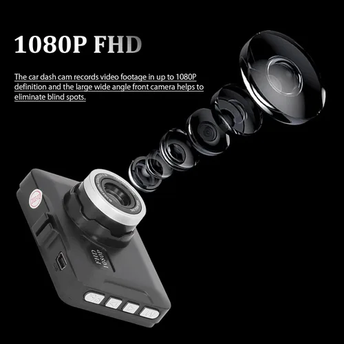 Vista 2 de Dash Cam, cámara de tablero inteligente de 1080P, cámara frontal y trasera con detección de movimiento, grabación en bucle, sensor G, modo