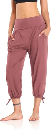 Vista 2 de DIBAOLONG - Pantalones de yoga para mujer, pantalones capri sueltos para entrenamiento, pantalones deportivos cómodos con bolsillos
