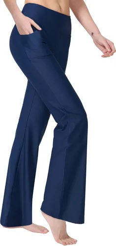 Vista 3 de Keolorn Pantalones de yoga para mujer con corte de bota y bolsillos, cintura alta, pantalones de entrenamiento para yoga