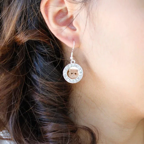 Vista 3 de Inspired Silver - Pendientes colgantes de gancho francés con dije de círculo de plata con joyas de circonita cúbica