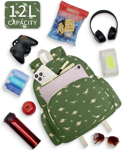 Vista 6 de Mochila de pana para niños de 2 a 5 años, lindas mochilas para niños, mochila preescolar para jardín de infantes de 13.7 pulgadas de alto, carpeta