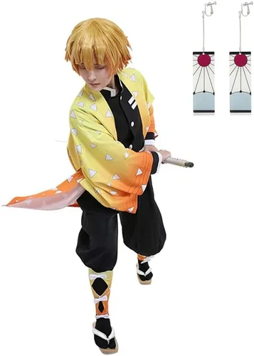 Vista 2 de Moalioi Tanjiro Cosplay Disfraz Giyuu Cosplay Kimono Halloween Zenitsu Cosplay Mujeres Hombres Niños para Conjunto