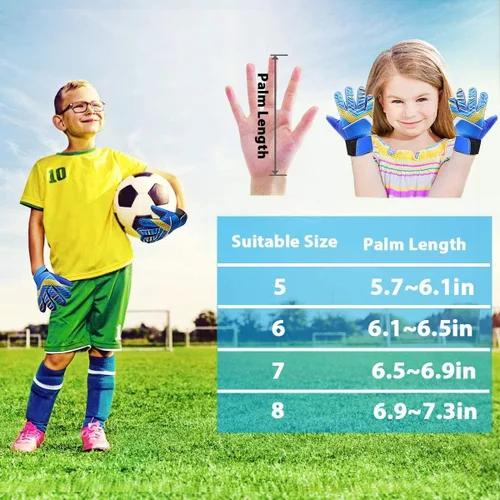 Vista 5 de Jalunth Guantes de Portero de Fútbol para Niños y Jóvenes, Guantes de Guardameta Jugador de Campo para Niños y Niñas, Palma de Látex Antideslizante