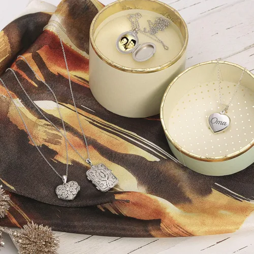 Vista 6 de Medallones de estilo vintage con diseño de hojas florales y forma ovalada para mujeres que sostienen fotos de plata 925 con medallón colgante Sm Med