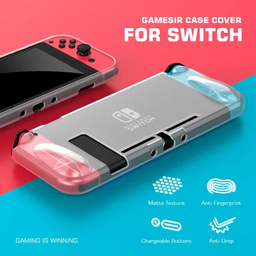 Vista 2 de GameSir - Carcasa protectora compatible con Nintendo Switch translúcida con absorción de golpes protección y protección antiarañazos