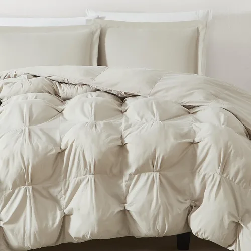 Vista 6 de TRULY SOFT Cloud Puffer - Juego de edredón de microfibra beige de 2 piezas, con temática sólida, para hombres y mujeres, certificado Oeko-TEX