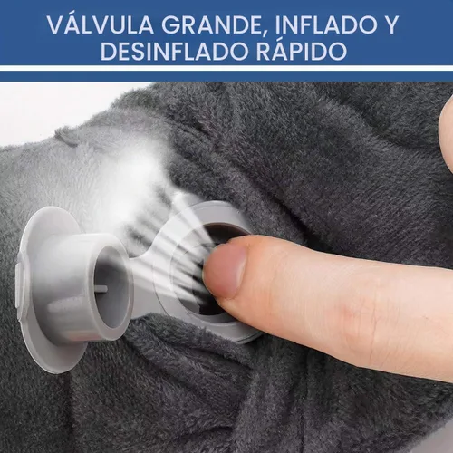 Vista 4 de Almohada inflable de viaje para avión, almohada inflable para el cuello para viajar con terciopelo suave, funda lavable para dormir, avión, tren