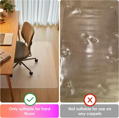 Vista 2 de Azadx - Alfombrilla pequeña de plástico transparente para silla de oficina o computadora, protectora de suelos de madera dura, fácil deslizamiento