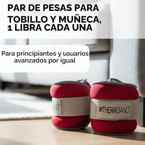 Vista 2 de THERABAND Pesas de tobillo, puño de muñeca de ajuste cómodo, 1 libra, juego