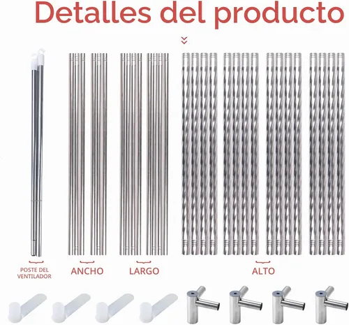 Vista 5 de Foreate Marco de Cama con Dosel de Acero Inoxidable Tamaño Queen Marco de Dosel para Cama y Postes de Cama, Apto para Cama de Cuatro Esquinas