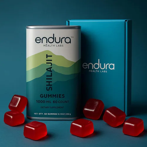 Vista 8 de Endura - Gomitas Shilajit puras del Himalaya para hombres y mujeres con Ashwagandha KSM 66, musgo marino, miel de manuka, cúrcuma, aceite
