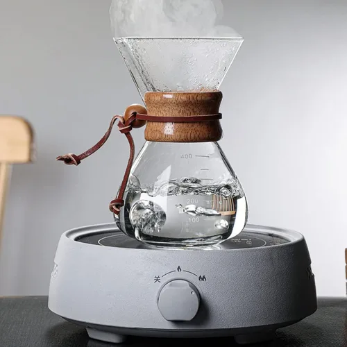 Vista 6 de Cafetera para cafetera, 13.5 fl oz, doble filtro, de madera, para café, adecuado para fiestas de café en casa