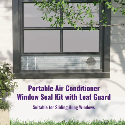 Vista 9 de Mxclimate Kit de ventana de aire acondicionado portátil, sello de ventana deslizante con protector de hojas, malla de ventilación de ventilación