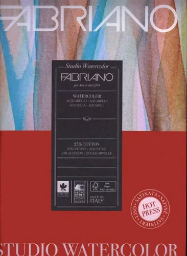 Vista 8 de Fabriano Studio Papel de acuarela, prensa caliente, 8 x 10 pulgadas, 40 kg, 20 hojas