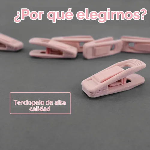 Vista 2 de Clips de terciopelo para perchas finas (20 unidades, rosa claro)