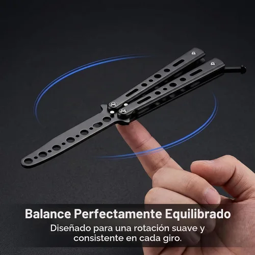 Vista 4 de Little World Cuchillo de mariposa – Paquete de 2 herramientas de práctica de acero de metal – Cuchillo plegable sin afilar – Cuchillo de mariposa