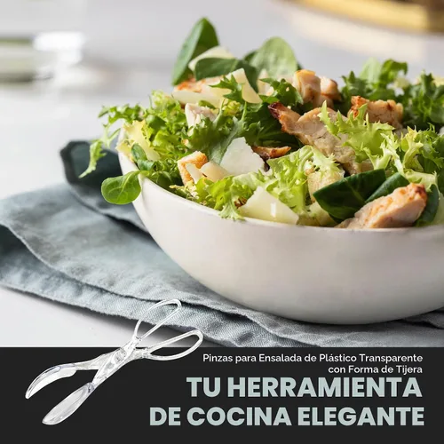 Vista 5 de Chef Craft Pinzas de tijera de ensalada premium, 11.25 pulgadas, transparentes