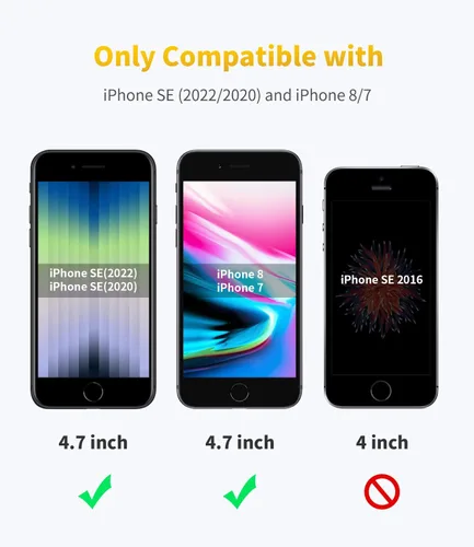 Vista 2 de UNBREAKcable Paquete de 2 protectores de pantalla para iPhone SE 2022 2020/8/7/6/6s, vidrio templado [marco de fácil instalación] [dureza 9H]