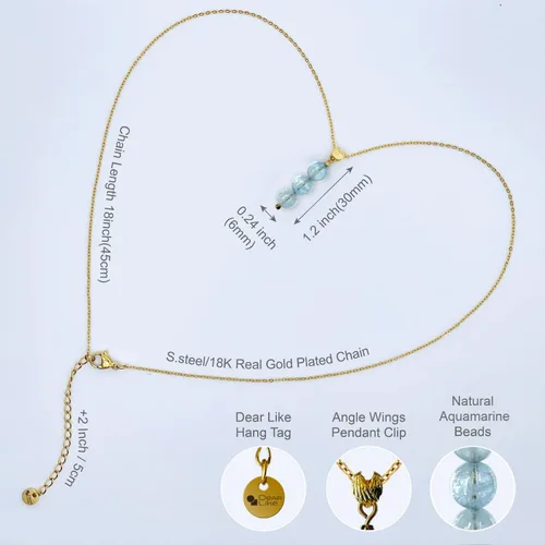 Vista 6 de Collar de oro para mujer, colgante de ala de ángel