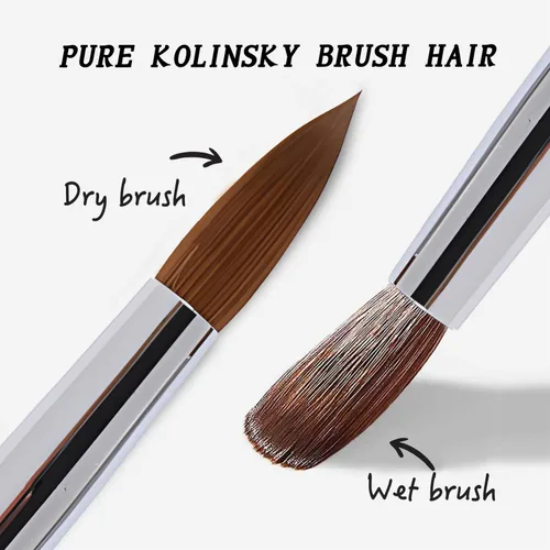 Vista 5 de Kolinsky - Cepillo de uñas acrílico, 100% puro, para aplicación de polvo acrílico, herramienta profesional de manicura para extensión de uñas
