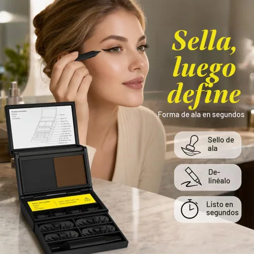 Vista 4 de Kit de delineador de ojos y sello de pestañas inferiores 3 en 1 Negro 1 pieza
