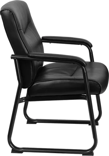 Vista 6 de Flash Furniture HERCULES Series Big & Tall - Silla de recepción lateral ejecutiva LeatherSoft negra de 500 libras con base de trineo