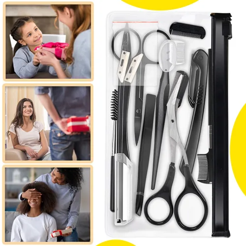 Vista 7 de 8 en 1 kit de aseo de cejas, herramienta multiusos exfoliante dermaplaning, maquinilla de afeitar facial masculina y femenina, afeitadora facial