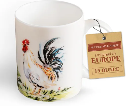 Vista 162 de Maison d' Hermine Taza de café con asas, tazas de porcelana fina de hueso, paquete de una taza de té para bebidas calientes, capuchino, latte