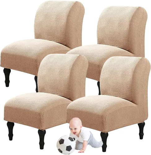 Vista 38 de Fundas elásticas para silla sin brazos, extraíbles y lavables, de elastano jacquard sin reposabrazos, protector de muebles para sala de estar, Verde