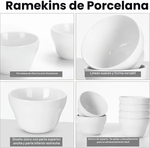 Vista 3 de Suclain - Paquete de 24 tazas de sopa de 8 onzas, tazas de salsa, cuencos de salsa para caldo, color blanco Porcelain, Stackable, Dipping Sauce