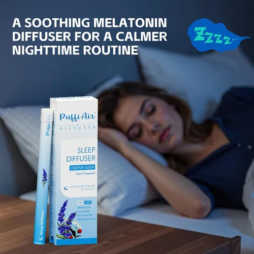 Vista 3 de Pluma de ansiedad herbal, difusor de melatonina con lavanda, manzanilla y ashwagandha para apoyo al sueño y alivio del estrés, 600 usos