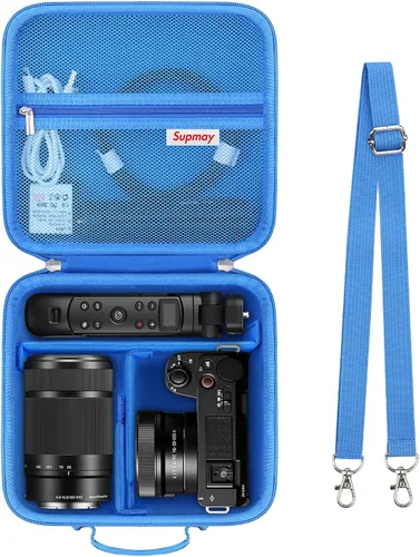 Vista 10 de Funda rígida de viaje para cámara digital Sony ZV-1F / ZV-1 / ZV-1 II, funda protectora para kit de accesorios Vlogger, trípode y micrófono