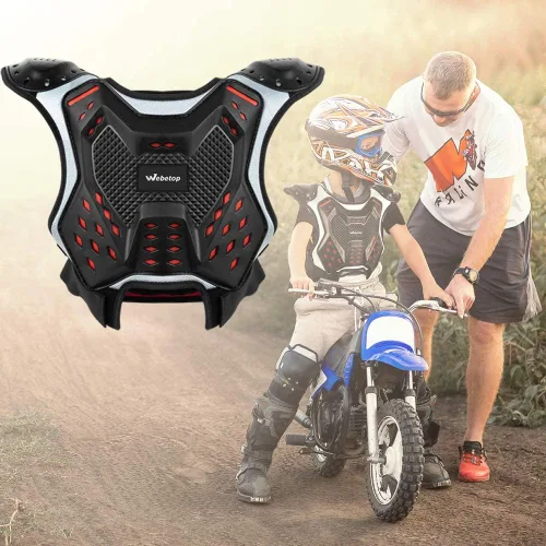 Vista 5 de Protección para pecho para motocross juvenil, ATV, moto todoterreno - Equipo de seguridad Webetop para niños y adolescentes (Talla L)