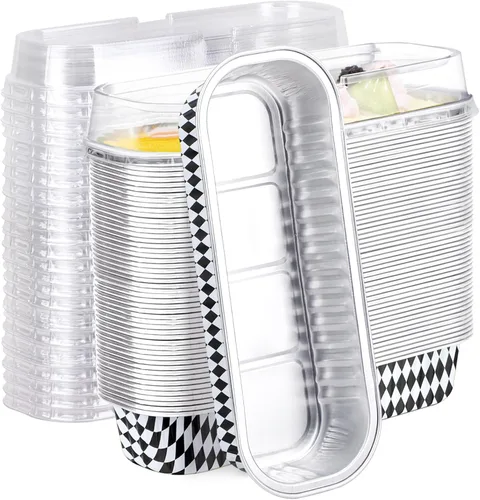 Vista 34 de EUSOAR Forros para magdalenas con tapas, 30 unidades de ramekins de papel de aluminio de 6.8 oz, mini moldes para pan de aluminio desechables
