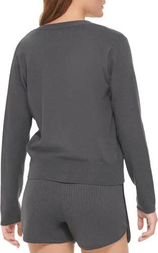 Vista 4 de Calvin Klein Suéter con botones y bolsillo frontal para mujer