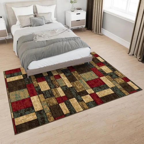 Vista 3 de Ottomanson Alfombras de 5 x 6 pies 6 pulgadas para sala de estar, alfombra de área para dormitorio, antideslizante, duradera y grande para zonas