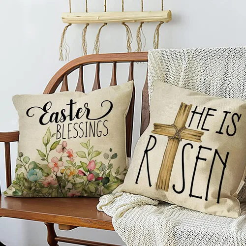 Vista 6 de Fahrendom Funda de almohada decorativa con diseño de conejito de huevos