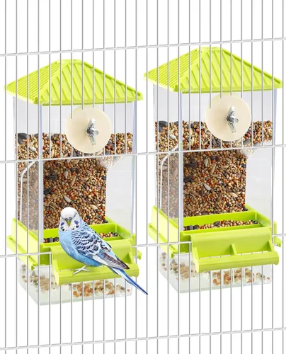 Vista 10 de Hamiledyi - Set de comederos sin ensuciar para pájaros con dispensador de agua, contenedor de semillas para periquitos, comedero automático
