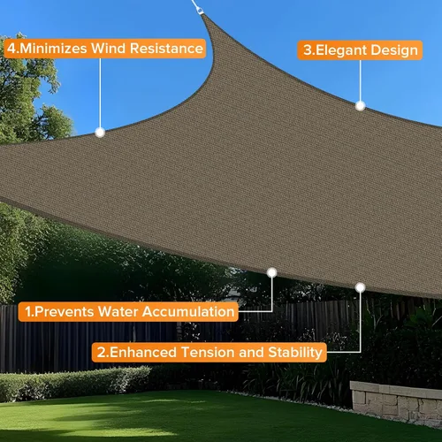 Vista 5 de Artpuch - Toldo triangular tipo vela para sombra, borde curvado, grado comercial, 5.46 oz/yd², permeable, para exteriores, terraza, patio, tamaños