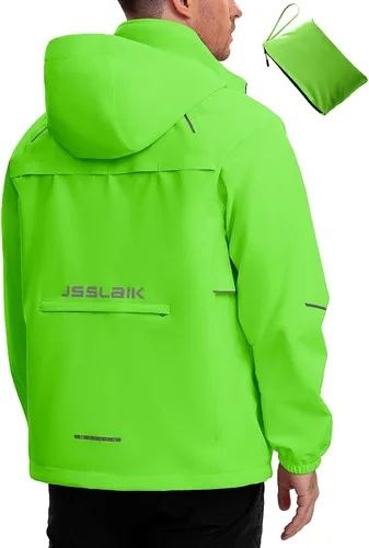 Vista 12 de Chaqueta impermeable para hombre, resistente al viento, transpirable, para senderismo, ciclismo, viajes, con capucha y bolsillos