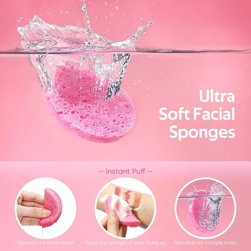 Vista 2 de GAINWELL Bride to Be Gifts - Esponja facial comprimida de 50 unidades, limpieza facial diaria y exfoliante, esponjas cosméticas de spa 100% Rosa