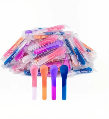 Vista 8 de Paquete de 28 cucharas de helado que cambian de color, cucharas de plástico resistentes a la rotura de 5.15 pulgadas, envueltas individualmente
