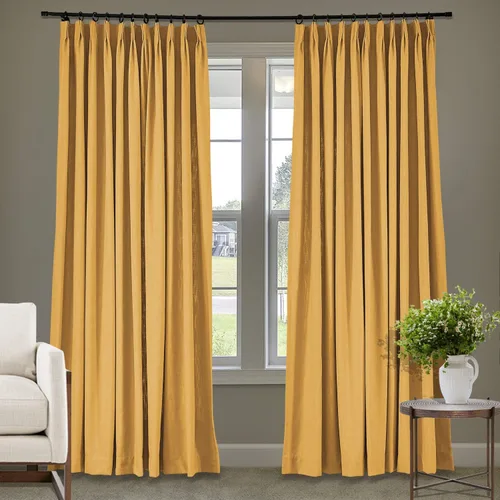 Vista 46 de Frelement Cortinas plisadas de lino de algodón de 100 pulgadas de ancho y 102 pulgadas de largo, cortinas con reducción de ruido para sala