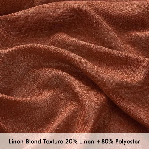 Vista 3 de MIULEE Cortinas de lino de 96 pulgadas de largo para sala de estar, 2 paneles, naranja quemado oxidado, bolsillo para cortinero, pestaña trasera