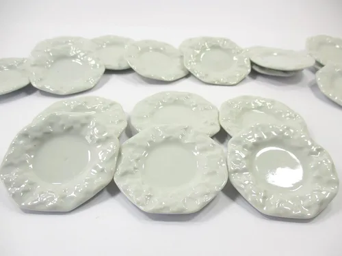 Vista 2 de 6 Plato Octogonal Blanco Arte Casa de muñecas Miniaturas Utensilios de cocina Cerámica 1:6 10684
