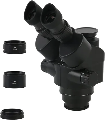 Vista 2 de Kit de accesorios para microscopio 3.5X 7X 45X 90X cabeza de microscopio trinocular simulfocal, zoom continuo 0.5X 2X Microscopio diapositivas