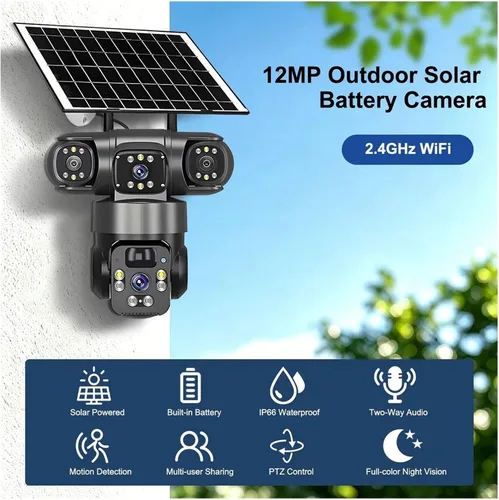 Vista 6 de Cámara de seguridad solar para exteriores de triple lente 4G 32GB